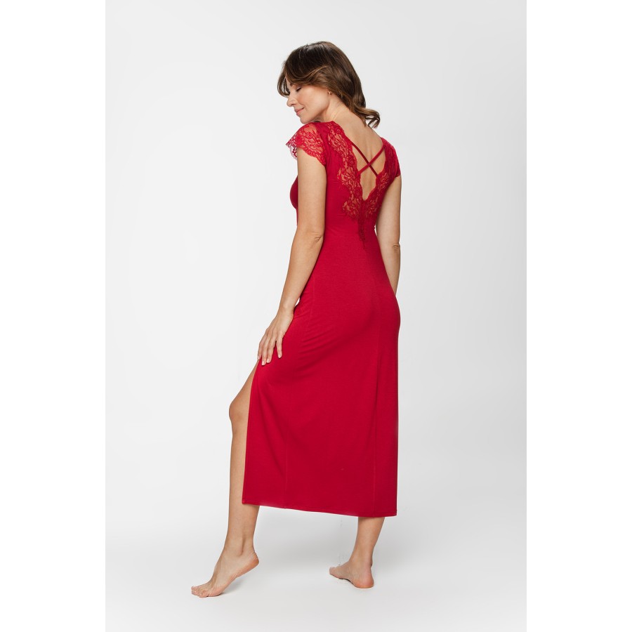Camisón largo ajustado micromodal elastano negro detalle